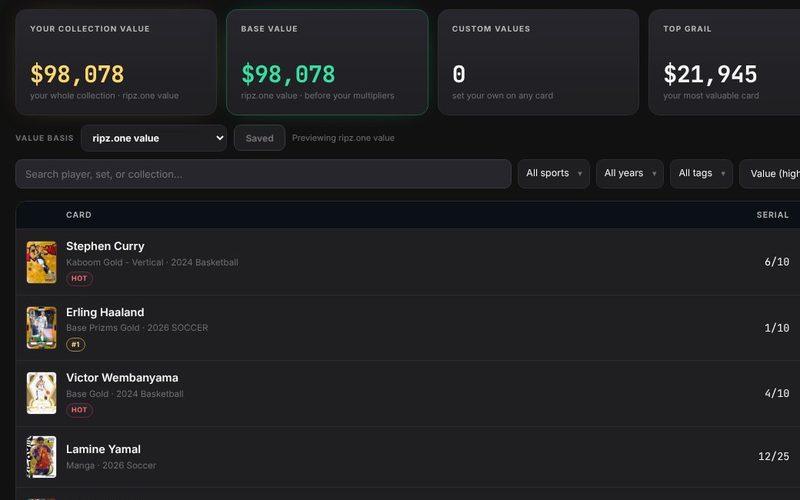 Holdings, example screen