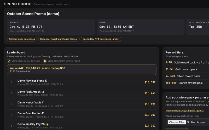 Spend Promo, example screen
